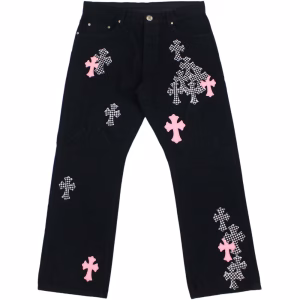 Chrome Hearts Pink Checkered Cross Patch